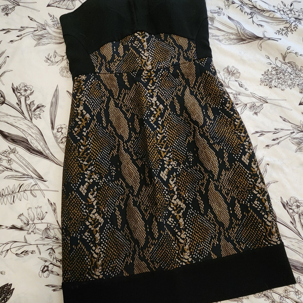 Diane Von Furstenberg Brown and Black Strapless Sheath Dress